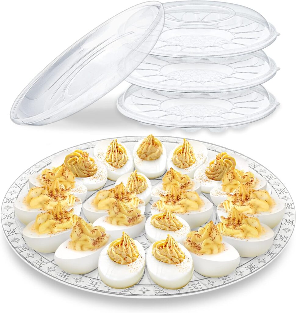 Deviled egg containers – set of 3 clear trays with lids for eggs and appetizers